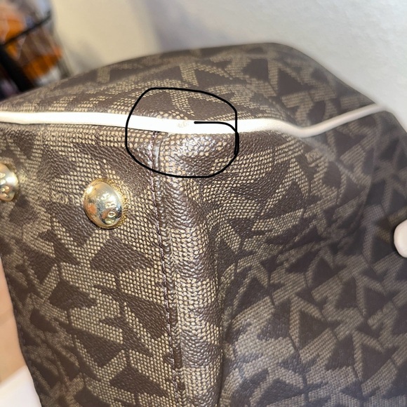 Michael Kors Dark Brown and Tan Logo Tote - Picture 12 of 16